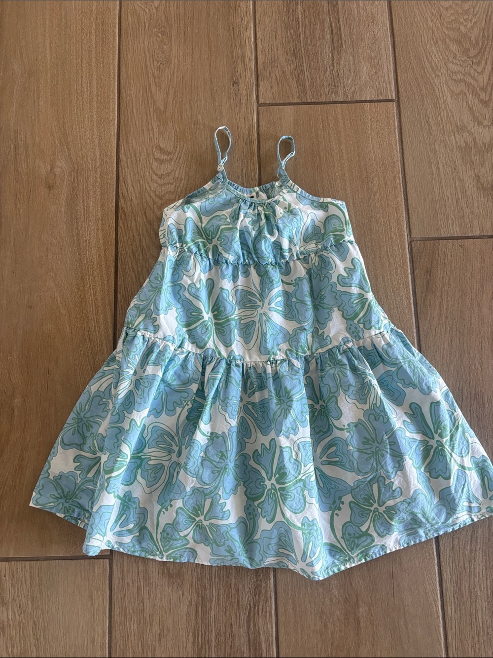 Cotton On Kids Girls Light Blue Floral Tiered Sundress